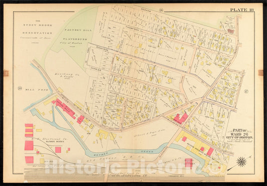 Historical Map, 1912 Atlas of The City of Boston, Ward 26, Hyde Park : Plate 18, Vintage Wall Art