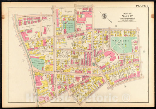 Historical Map, 1915 Atlas of The City of Boston, Roxbury : Plate 2, Vintage Wall Art