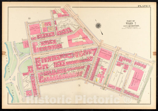 Historical Map, 1915 Atlas of the city of Boston, Roxbury : plate 9, Vintage Wall Art