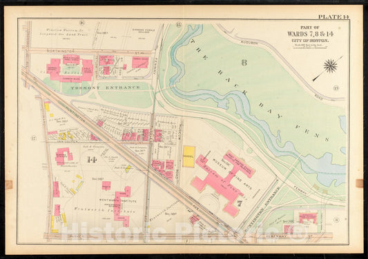 Historical Map, 1915 Atlas of The City of Boston, Roxbury : Plate 14, Vintage Wall Art