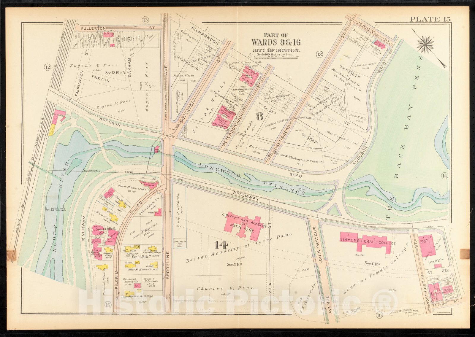 Historical Map, 1915 Atlas of The City of Boston, Roxbury : Plate 15, Vintage Wall Art