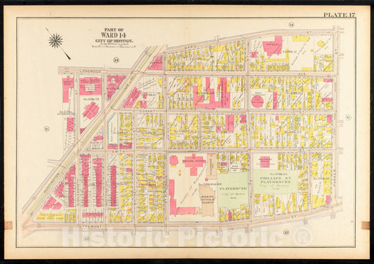 Historical Map, 1915 Atlas of The City of Boston, Roxbury : Plate 17, Vintage Wall Art