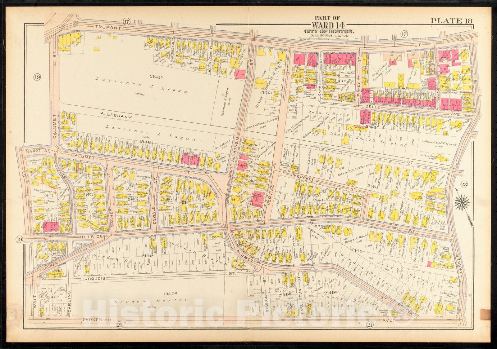 Historical Map, 1915 Atlas of The City of Boston, Roxbury : Plate 18, Vintage Wall Art
