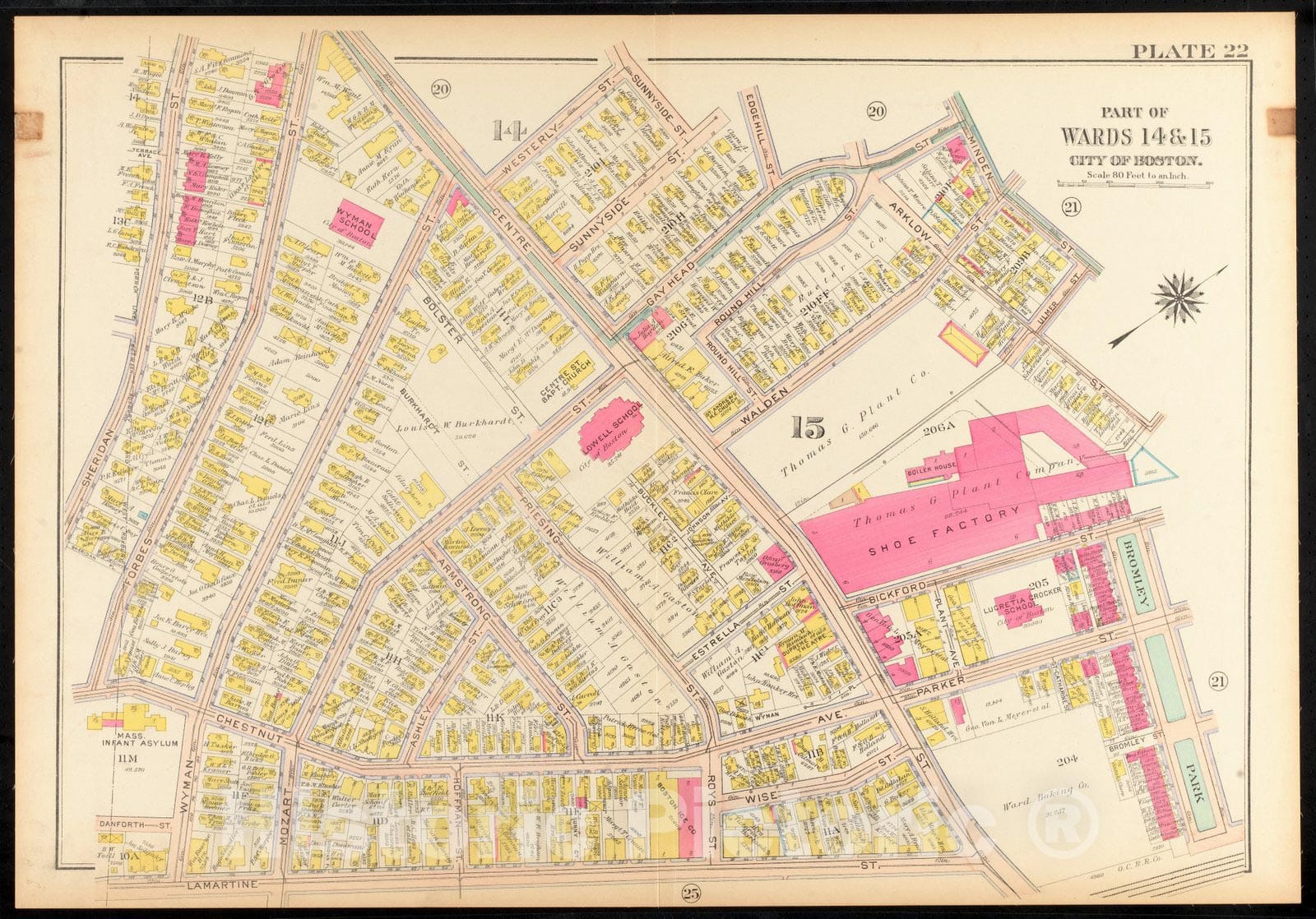Historical Map, 1915 Atlas of The City of Boston, Roxbury : Plate 22, Vintage Wall Art