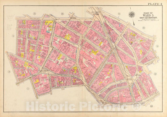 Historical Map, 1917 Atlas of The City of Boston, Boston Proper and Back Bay : Plate 4, Vintage Wall Art