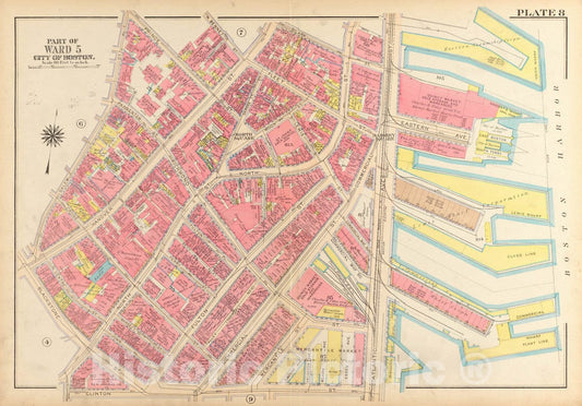 Historical Map, 1917 Atlas of the city of Boston, Boston proper and Back Bay : plate 8, Vintage Wall Art
