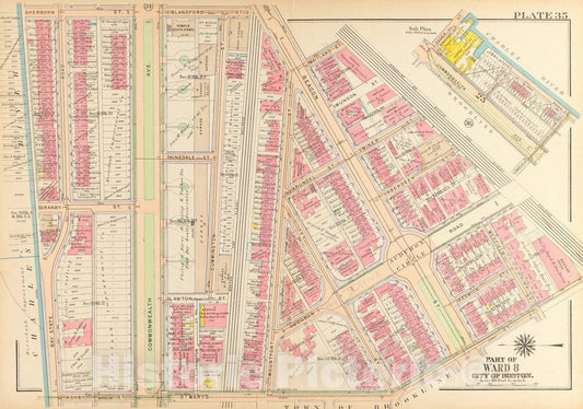 Historical Map, 1917 Atlas of the city of Boston, Boston proper and Back Bay : plate 35, Vintage Wall Art