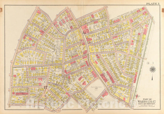 Historical Map, 1918 Atlas of The City of Boston, Dorchester : Plate 1, Vintage Wall Art