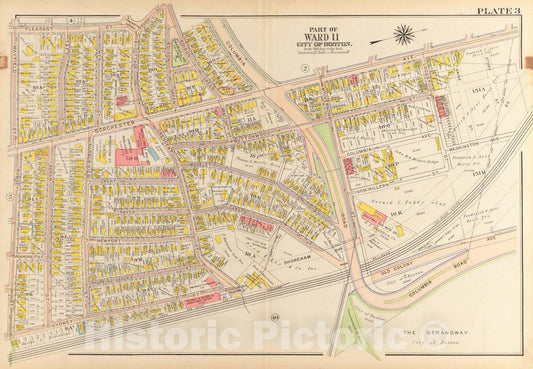 Historical Map, 1918 Atlas of The City of Boston, Dorchester : Plate 3, Vintage Wall Art