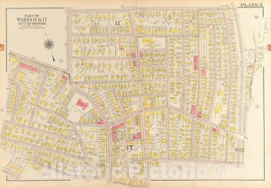 Historical Map, 1918 Atlas of The City of Boston, Dorchester : Plate 5, Vintage Wall Art