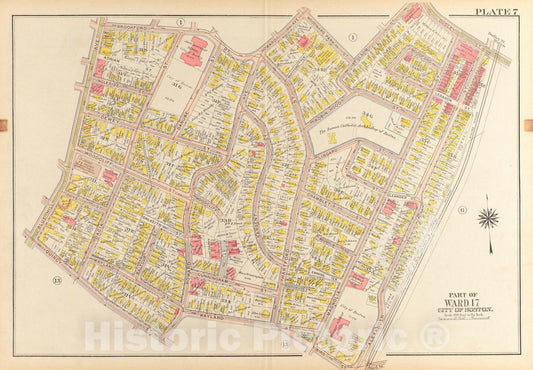 Historical Map, 1918 Atlas of The City of Boston, Dorchester : Plate 7, Vintage Wall Art