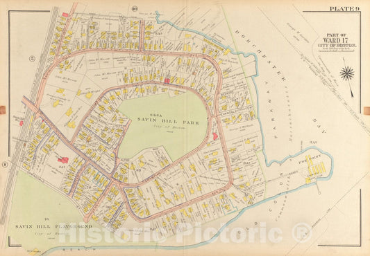 Historical Map, 1918 Atlas of The City of Boston, Dorchester : Plate 9, Vintage Wall Art