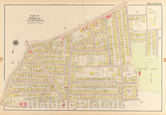 Historical Map, 1918 Atlas of The City of Boston, Dorchester : Plate 11, Vintage Wall Art