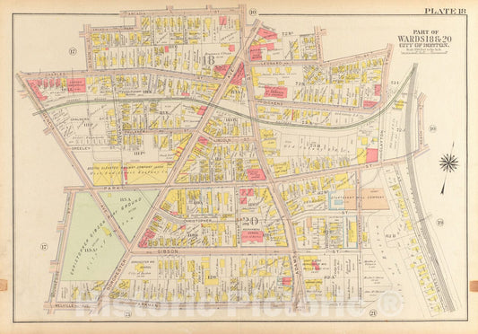 Historical Map, 1918 Atlas of The City of Boston, Dorchester : Plate 18, Vintage Wall Art