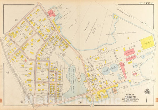 Historical Map, 1918 Atlas of The City of Boston, Dorchester : Plate 19, Vintage Wall Art