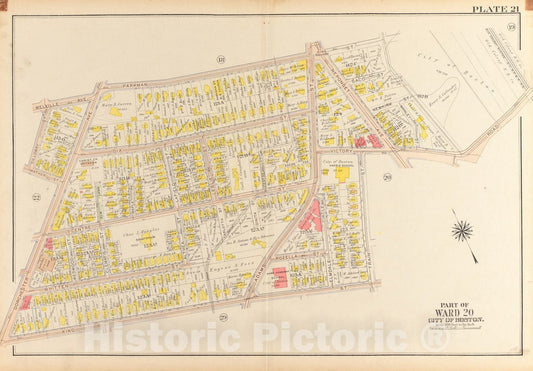 Historical Map, 1918 Atlas of The City of Boston, Dorchester : Plate 21, Vintage Wall Art