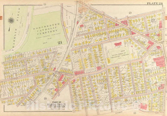 Historical Map, 1918 Atlas of The City of Boston, Dorchester : Plate 24, Vintage Wall Art