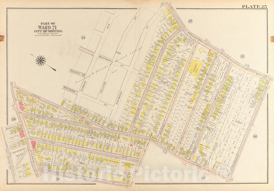 Historical Map, 1918 Atlas of The City of Boston, Dorchester : Plate 25, Vintage Wall Art