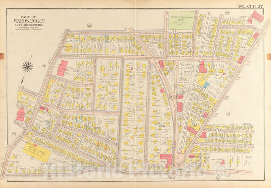 Historical Map, 1918 Atlas of The City of Boston, Dorchester : Plate 27, Vintage Wall Art