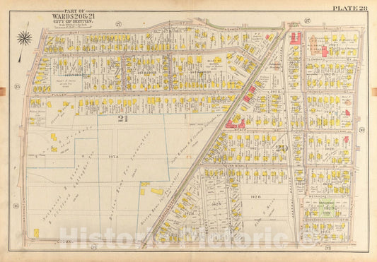Historical Map, 1918 Atlas of The City of Boston, Dorchester : Plate 28, Vintage Wall Art