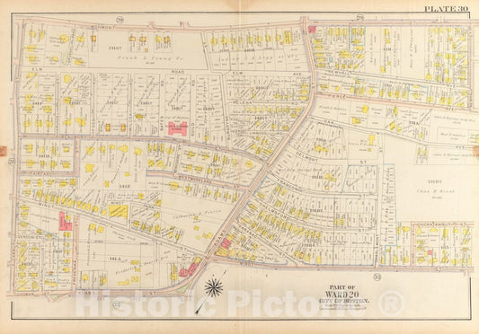 Historical Map, 1918 Atlas of The City of Boston, Dorchester : Plate 30, Vintage Wall Art