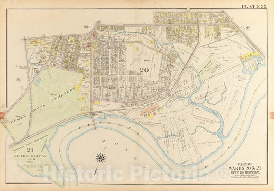 Historical Map, 1918 Atlas of The City of Boston, Dorchester : Plate 33, Vintage Wall Art