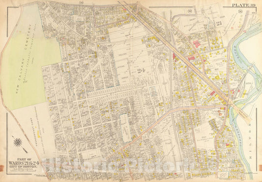 Historical Map, 1918 Atlas of the city of Boston, Dorchester : plate 39, Vintage Wall Art