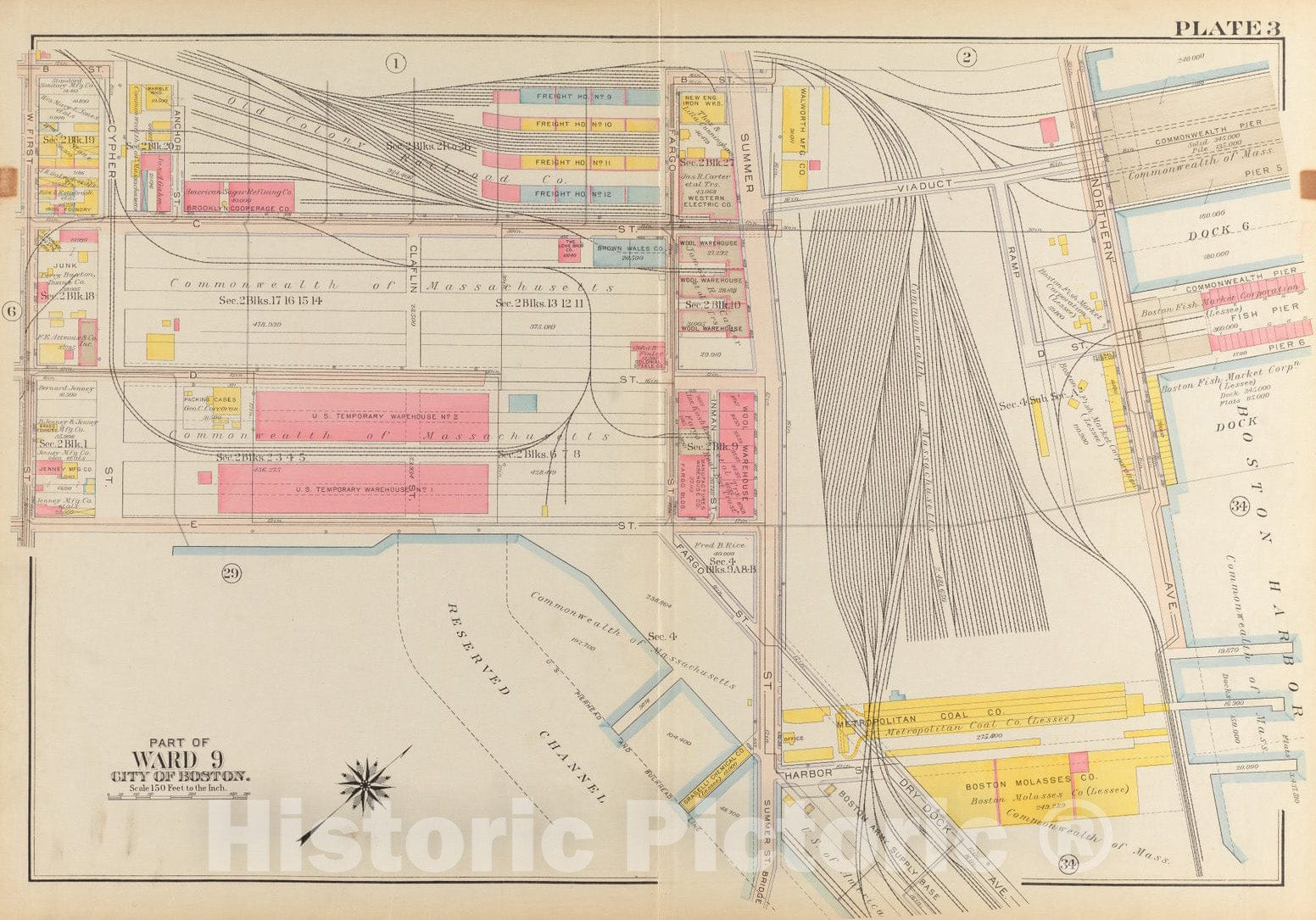 Historical Map, 1919 Atlas of The City of Boston, South Boston : Plate 3, Vintage Wall Art