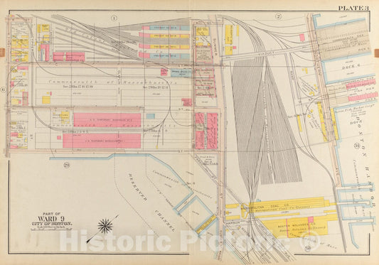 Historical Map, 1919 Atlas of The City of Boston, South Boston : Plate 3, Vintage Wall Art