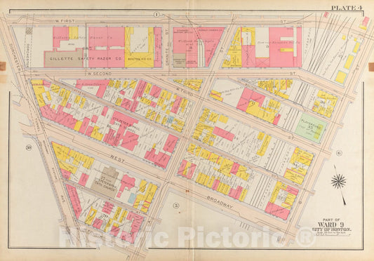 Historical Map, 1919 Atlas of The City of Boston, South Boston : Plate 4, Vintage Wall Art