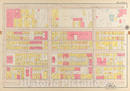 Historical Map, 1919 Atlas of The City of Boston, South Boston : Plate 6, Vintage Wall Art