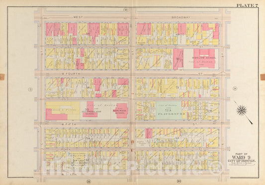 Historical Map, 1919 Atlas of The City of Boston, South Boston : Plate 7, Vintage Wall Art