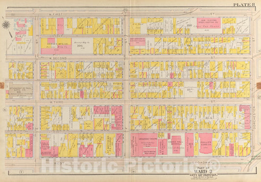 Historical Map, 1919 Atlas of the city of Boston, South Boston : plate 8, Vintage Wall Art