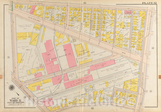 Historical Map, 1919 Atlas of The City of Boston, South Boston : Plate 12, Vintage Wall Art