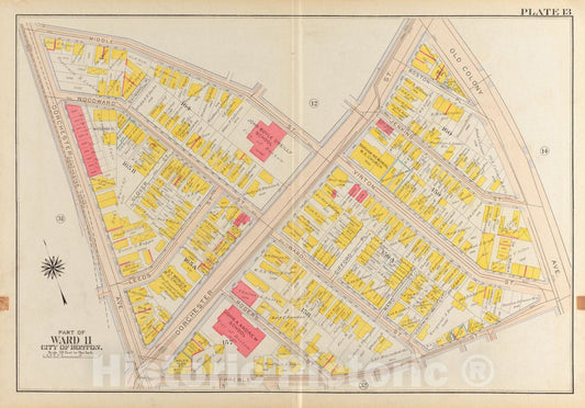 Historical Map, 1919 Atlas of The City of Boston, South Boston : Plate 13, Vintage Wall Art