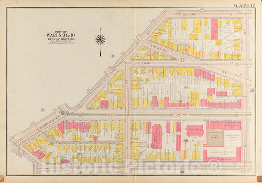 Historical Map, 1919 Atlas of The City of Boston, South Boston : Plate 17, Vintage Wall Art