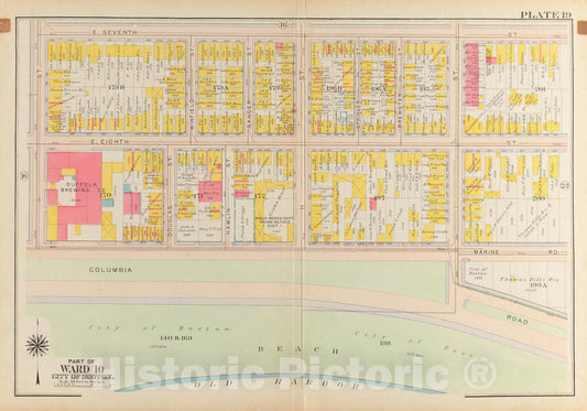 Historical Map, 1919 Atlas of The City of Boston, South Boston : Plate 19, Vintage Wall Art