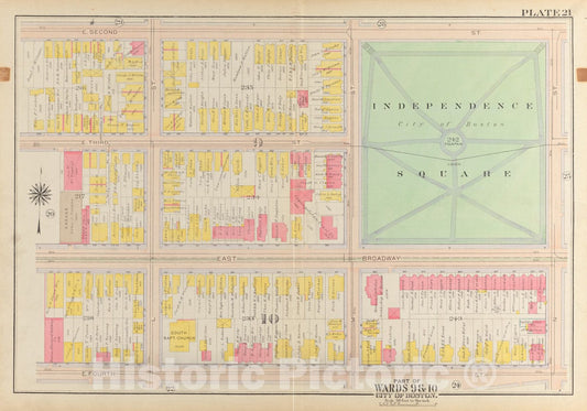 Historical Map, 1919 Atlas of The City of Boston, South Boston : Plate 21, Vintage Wall Art