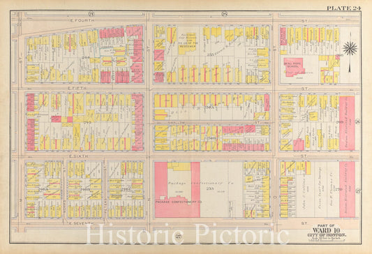 Historical Map, 1919 Atlas of The City of Boston, South Boston : Plate 24, Vintage Wall Art