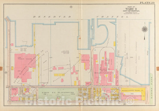 Historical Map, 1919 Atlas of The City of Boston, South Boston : Plate 28, Vintage Wall Art