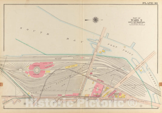 Historical Map, 1919 Atlas of The City of Boston, South Boston : Plate 30, Vintage Wall Art
