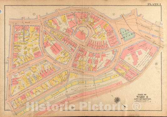 Historical Map, 1922 Atlas of The City of Boston, Charlestown and East Boston : Plate 1, Vintage Wall Art
