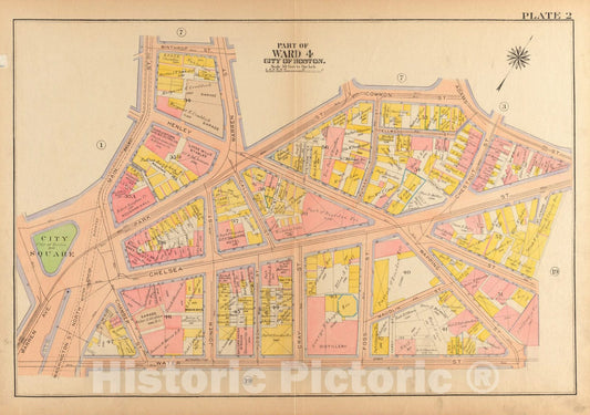 Historical Map, 1922 Atlas of The City of Boston, Charlestown and East Boston : Plate 2, Vintage Wall Art