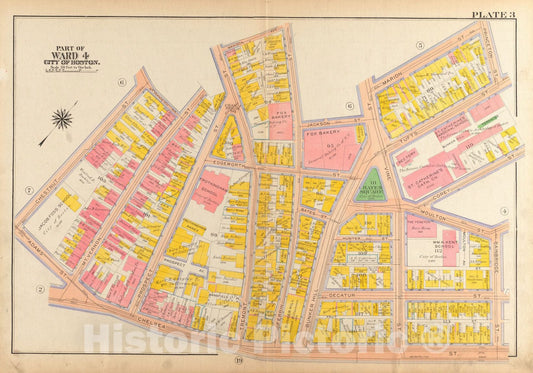 Historical Map, 1922 Atlas of The City of Boston, Charlestown and East Boston : Plate 3, Vintage Wall Art