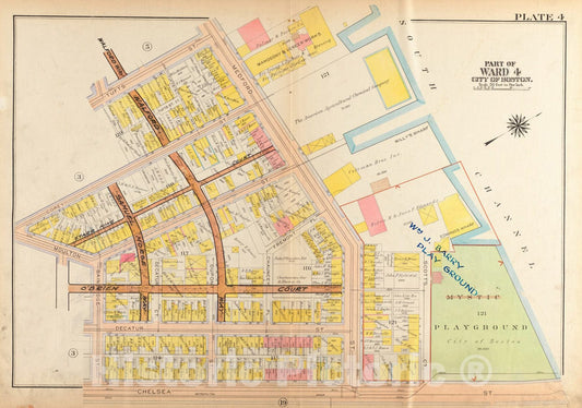 Historical Map, 1922 Atlas of The City of Boston, Charlestown and East Boston : Plate 4, Vintage Wall Art