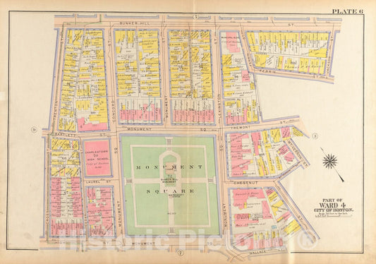 Historical Map, 1922 Atlas of The City of Boston, Charlestown and East Boston : Plate 6, Vintage Wall Art