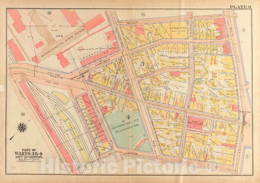Historical Map, 1922 Atlas of The City of Boston, Charlestown and East Boston : Plate 8, Vintage Wall Art