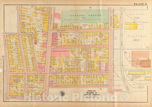 Historical Map, 1922 Atlas of the city of Boston, Charlestown and East Boston : plate 11, Vintage Wall Art