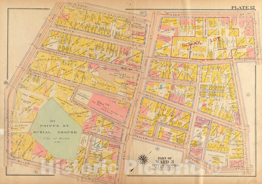 Historical Map, 1922 Atlas of the city of Boston, Charlestown and East Boston : plate 12, Vintage Wall Art