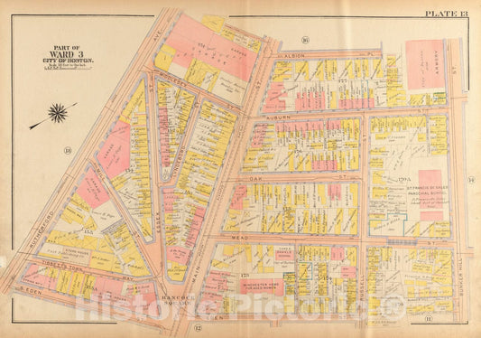 Historical Map, 1922 Atlas of The City of Boston, Charlestown and East Boston : Plate 13, Vintage Wall Art